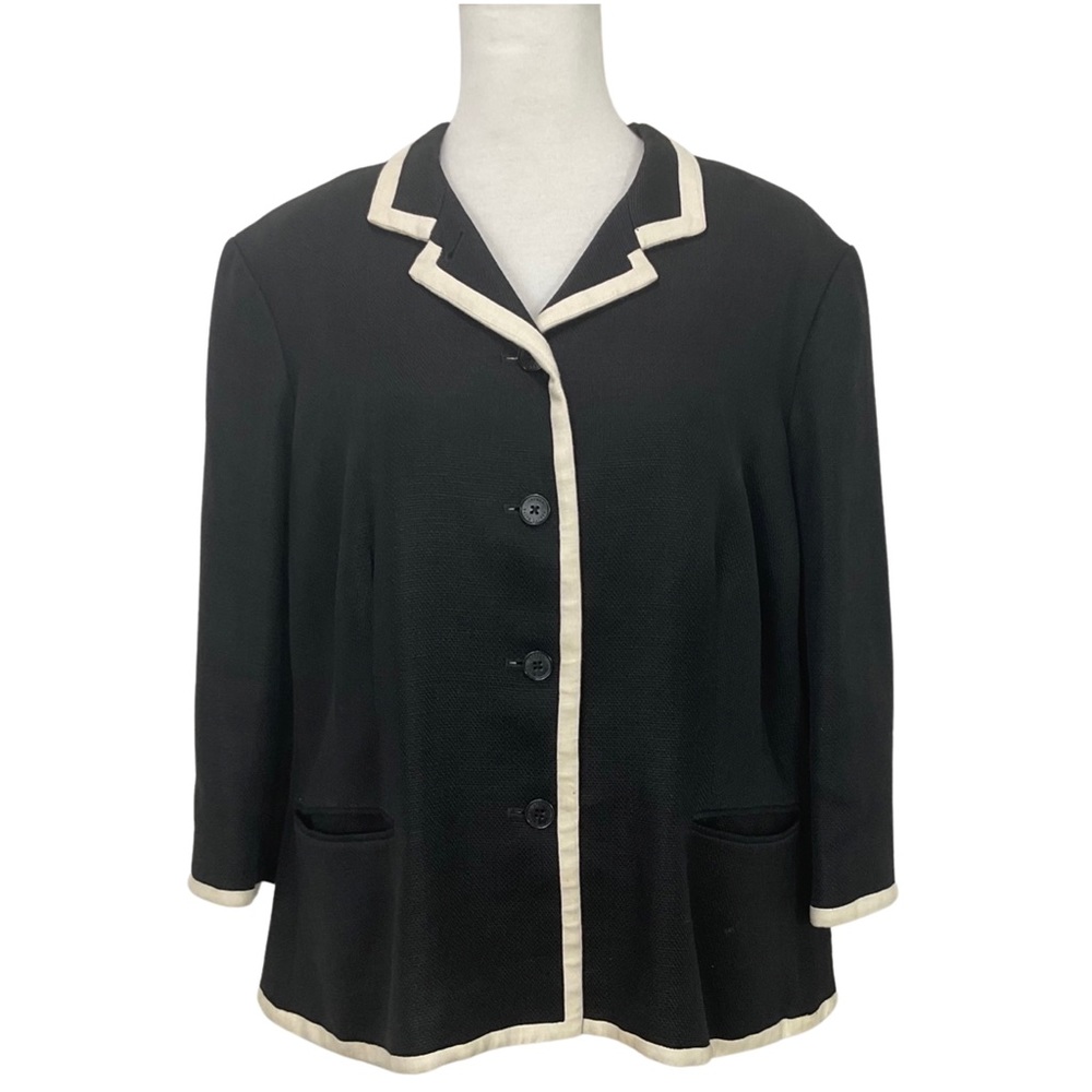 Lauren Ralph Lauren Black Linen Blazer Jacket Size 18W - Picture 1 of 7